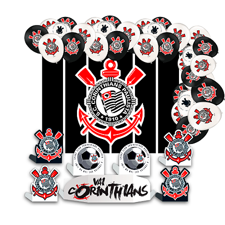 Kit festa Corinthians Decoração Painel TNT + Display + Balão