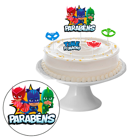 Topo de bolo 5pçs Decoração Pj MAsks Festa Aniversário