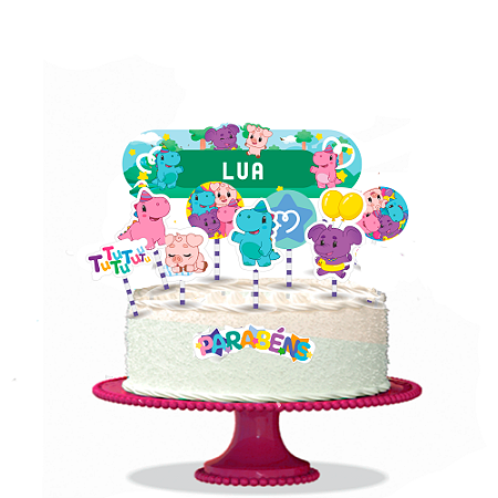 Topo de bolo Personalizável Decoração Babytube Floresta Festa