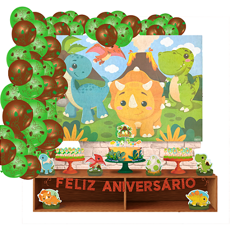 Kit Festa completo Decoração DINO BABY Festa + 25 Balão Aniv