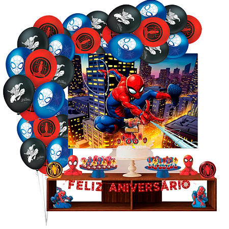 Kit festa Homem Aranha Decoração aniversário EVA + 25 Balão