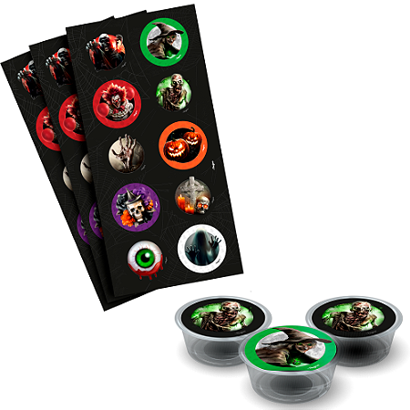30 Adesivos redondo Halloween  decoração festa Aniversário
