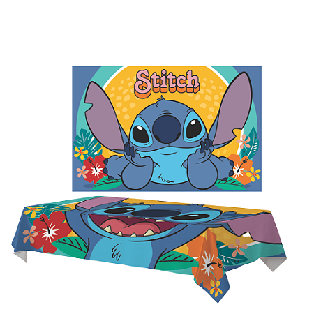 Kit festa Stitch Decoração Completa Painel + Toalha TNT