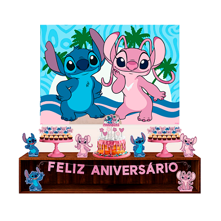 Kit Festa Stitch Rosa Decoração Aniversário em EVA completo