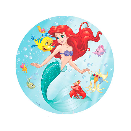 Painel Sublimado em Tecido Festa Ariel Decora Pequena Sereia