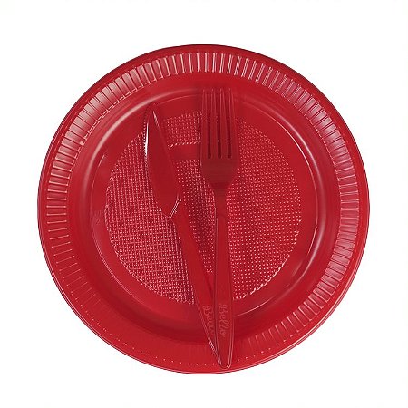 Kit descartáveis Para churrasco Festa eventos Vermelho 30pçs