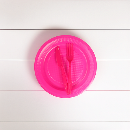 Kit descartáveis Para churrasco Festa e Rosa pink 30pçs