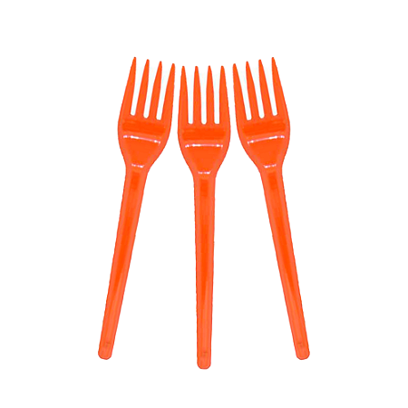 50 Garfo Descartáveis Sobremesa Festa Aniversário Laranja