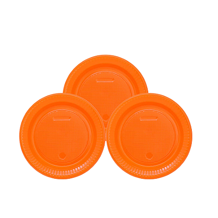 10 Pratos Descartáveis Festa Aniversário laranja 15cm