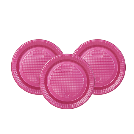 10 Pratos Descartáveis Festa Aniversár Fucsia Perolado 15cm