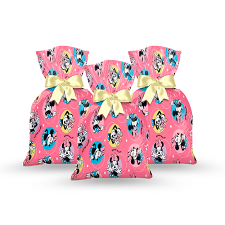 40 Lembrancinhas Sacolas Surpres Festa Minnie Rosa Decoração