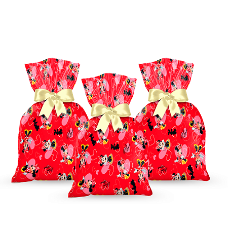 40 Lembrancinhas Sacolas Sur Festa Minnie Vermelha Decoração