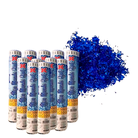 Kit 10 Lança Confetes Azul  Festa Aniversário Eventos 30cm