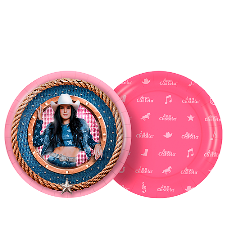 8 Pratos temáticos 18cm Festa Ana Castela Decoração Aniversá