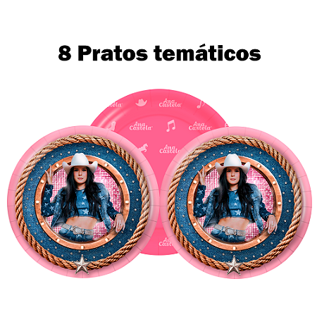 8 Pratos temáticos 18cm Festa Ana Castela Decoração Aniversá