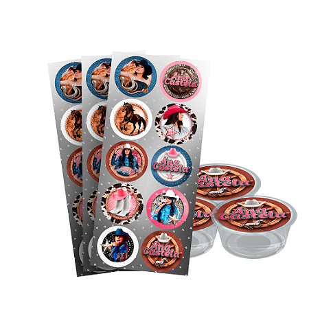 30 Adesivos redondos Festa Ana Castela Decoração Boiadeira