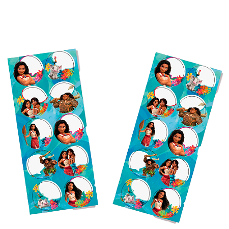 10 Adesivos Redondo Festa Moana 2 Decoração Aniversário 5cm