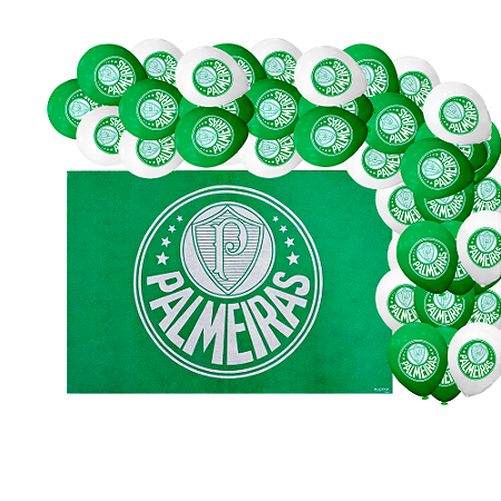 Kit festa Palmeiras Decoração anive Painel 1,40m + 20 Balão