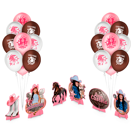 Kit Festa Ana Castela Decoração Boiadeir 25 Balão+ 6 Display