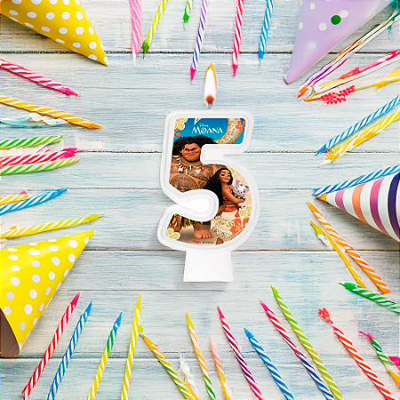 Vela 5 Anos Festa Moana Decoração Aniversário completo