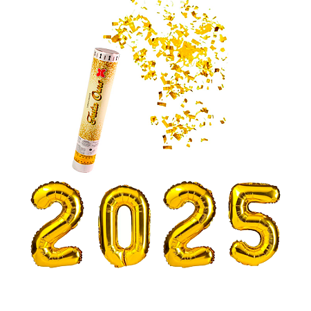 Kit Festa Ano Novo Decoração Reveillon Balão +Lança Confetes