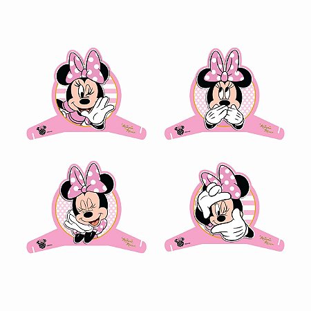 4 Decoração Minnie Rosa Festa Aniversário completo 28x21cm