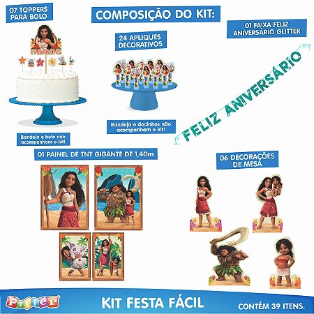 Kit festa Moana 2 Decoração Aniversário completo EVA 40pçs