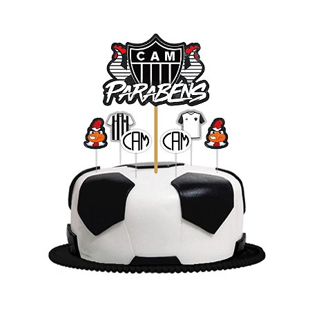 Topo de bolo Festa Atlético Mineiro Decoração aniversár 7pçs
