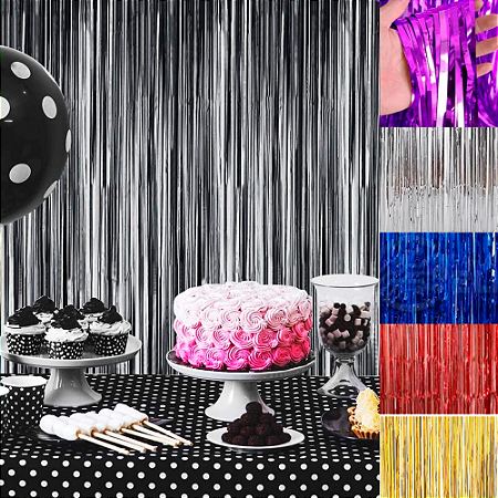 Cortina Metalizada Franja Painel Fitas Decoração festa linda