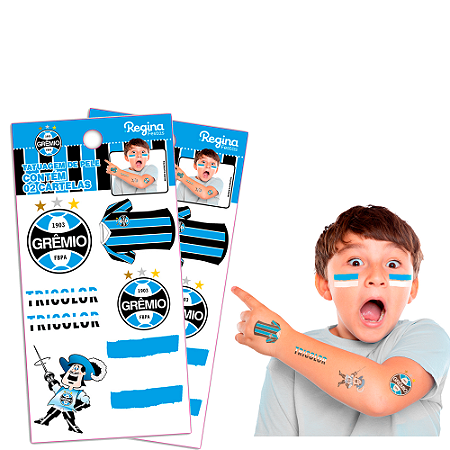 12 Tatuagem Removivel Festa Gremio Decoração e  Aniversário