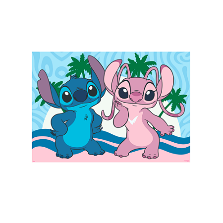 Painel Gigante Decoração Festa Stitch Rosa Aniversário 1m