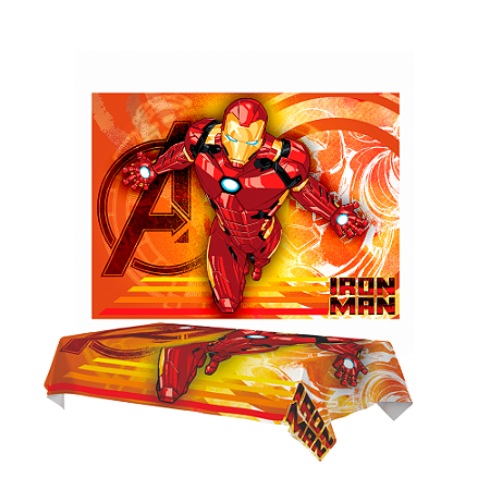 Kit festa Homem de Ferro Decoração Aniversário Toalha+Painel