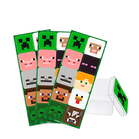 30 Adesivos Festa Minecraft Decoração Aniversário comple 5cm