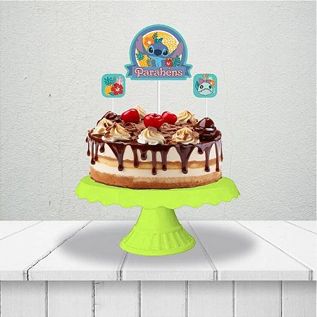 Topo de bolo festa Stitch Decoração 3pç Aniversário completo