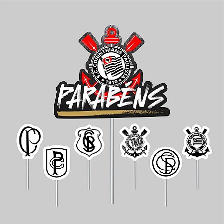 Topo de bolo Festa Corinthians Decoração em EVA aniversário