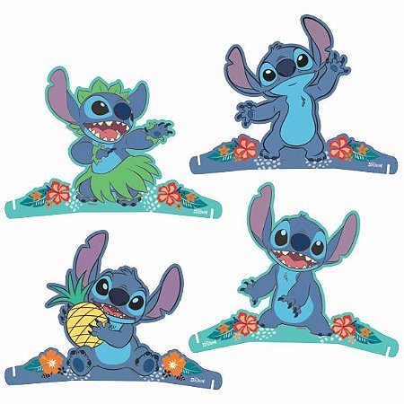4 Display Decoração Stitch Festa Aniverário completo 20cm