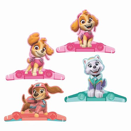 4 Display Decoração Patrulha Canina Rosa Festa Aniverá 20cm