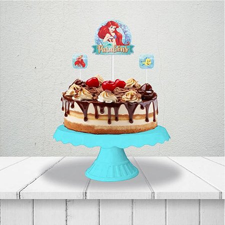 Topo de bolo festa Ariel Decoração Sereia Aniversário 3pçs