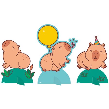 6 Display de mesa Decoração Capivara Festa Aniversário 20cm