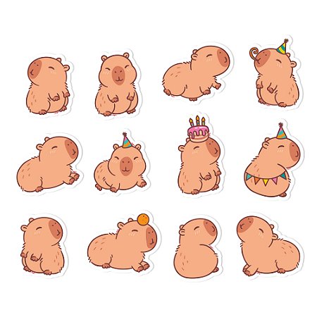 12 Personagens para decoração Capivara festa aniversário 8cm