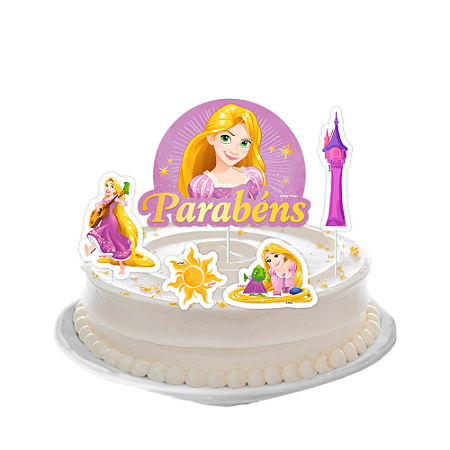 Topo de bolo Decoração Rapunzel Festa Aniversário 6pçs