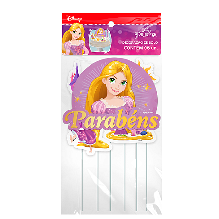 Topo de bolo Decoração Rapunzel Festa Aniversário 6pçs