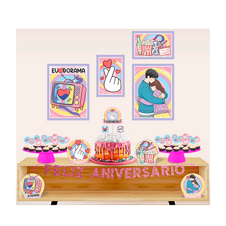 Kit Festa Dorama Decoração Aniversário completa 40pçs EVA
