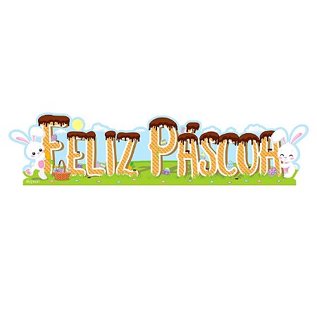 Decoração Festa Páscoa Enfeite Letreiro Feliz Páscoa 69cm