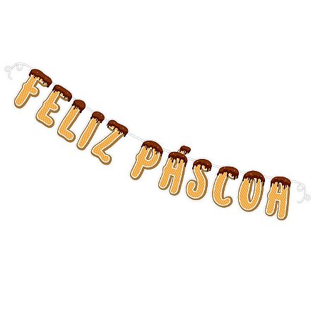 Faixa Decoração Feliz Páscoa Eva Biscoito Com Chocolate 20cm