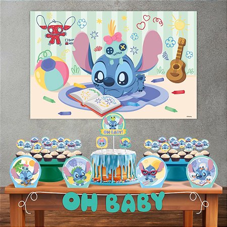 Kit festa Stitch Baby Decoração Aniversário EVA 33pçs em EVA