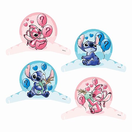 4 Display Decoração Stitch Chá Revelação Festa Aniversá 28cm