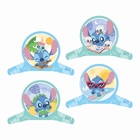 4 Display Decoração Stitch Baby Festa Aniversário 28cm