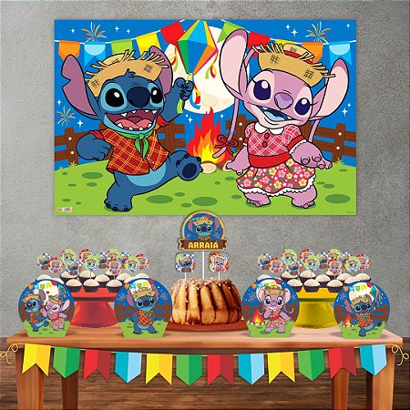 Kit festa Junino Stitch Decoração Junina Aniversário 33pçs