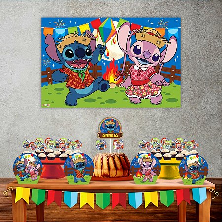Painel Sublimado Festa Junino Decpração Stitch Junina 85cm